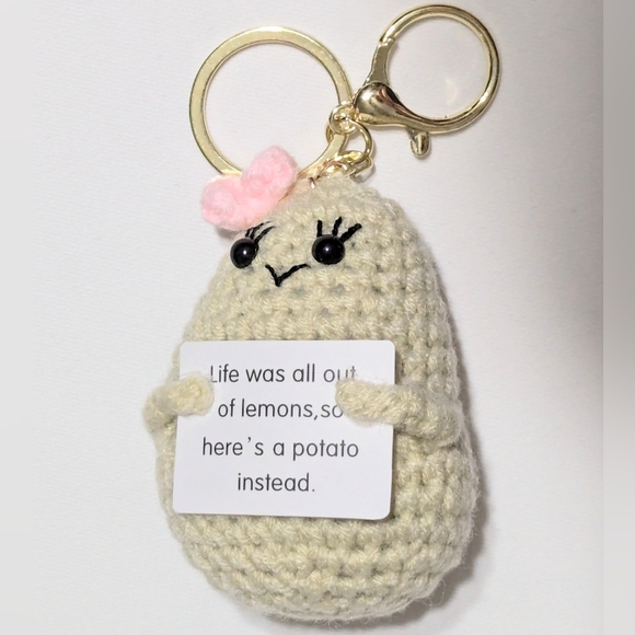 Positive Potato Crochet Novelty Keychain Funny Cheer-up Gifts - Picture 3 of 3